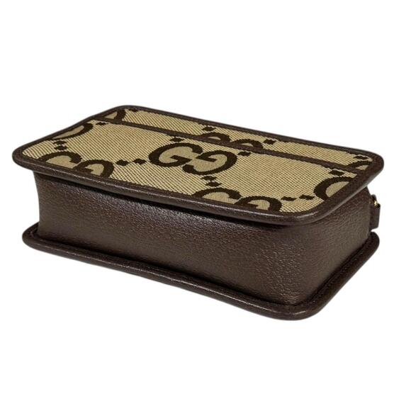 Pre-owned Gucci Jumbo GG Mini Shoulder Bag in Beige Canvas (696075) for Men. - Picture 5 of 9